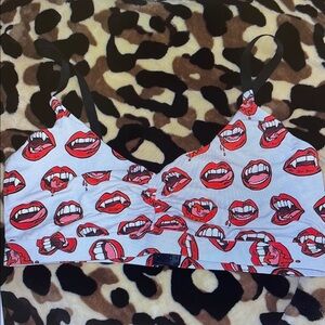 Red Lips Print Bralette